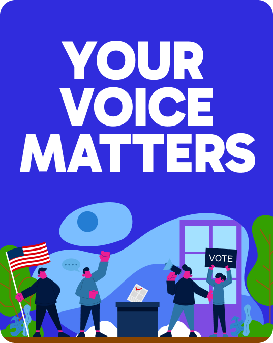 Text saying: Your voice matters